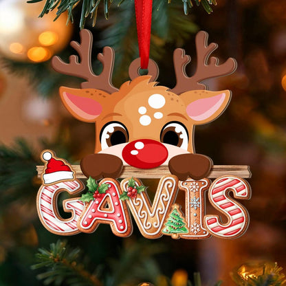 Gingerbread Letter Ornament, Peeking Reindeer Alphabet Ornament