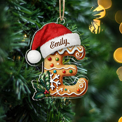Personalized Initial Christmas Ornament, Custom Gingerbread Letter Ornament