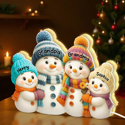 Snowman Grandma, Grandpa, Grandparents and Grandkids Personalized Light Box