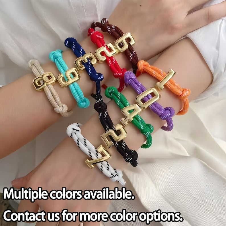 Custom Varsity Number Knotty Bracelet Unisex Personalized Bracelet