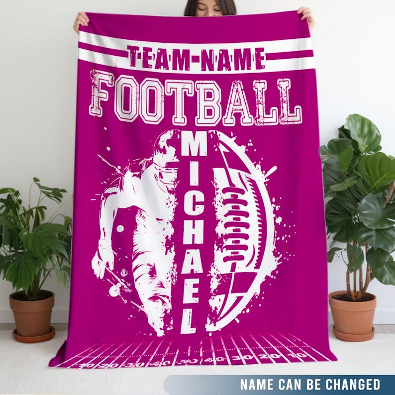 Custom Football Blanket with Name and Number