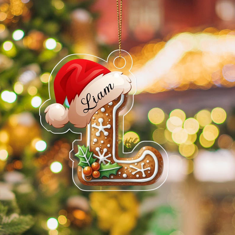 Personalized Gingerbread Letter Acrylic Ornament