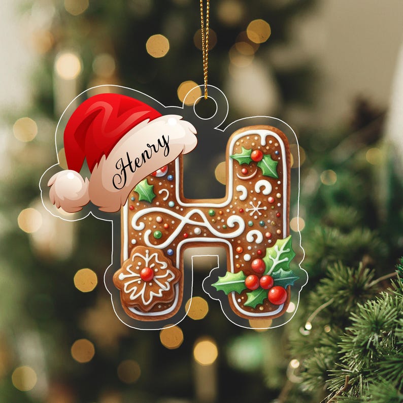 Personalized Gingerbread Letter Acrylic Ornament