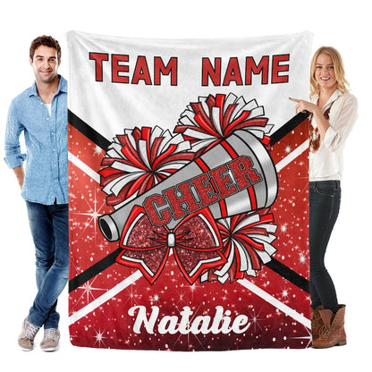 Custom Cheerleading Flannel Blanket, Personalized Team Gift