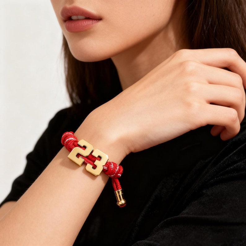 Custom Varsity Number Knotty Bracelet Unisex Personalized Bracelet