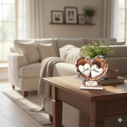 Custom Wooden Tree Hole Heart Decor,Personalized Couple Name Date Wooden Decor For Couple