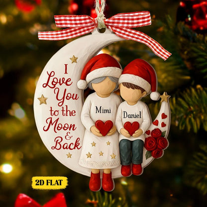 Custom Grandma and Grandson Ornament, 1-6 Grandkids Gift