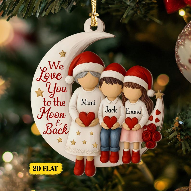 Custom Grandma and Grandson Ornament, 1-6 Grandkids Gift