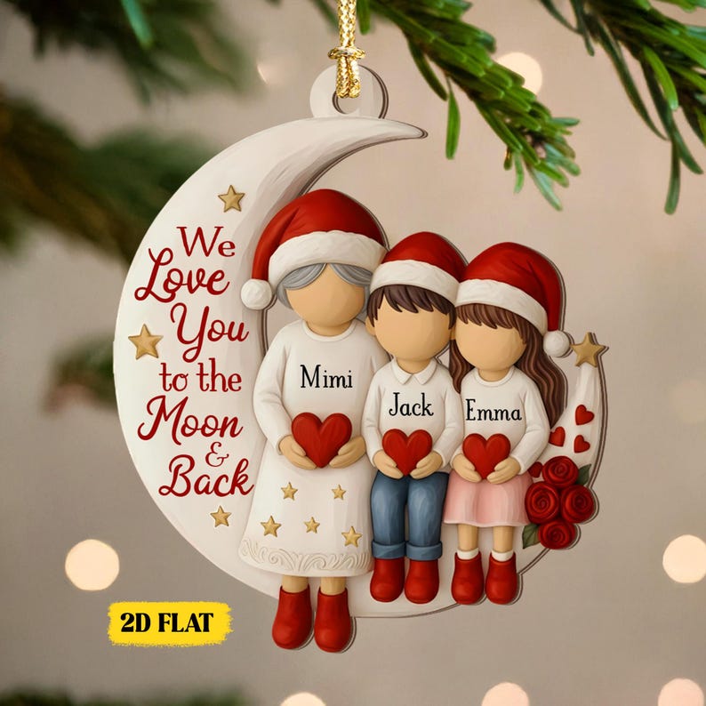 Custom Grandma and Grandson Ornament, 1-6 Grandkids Gift