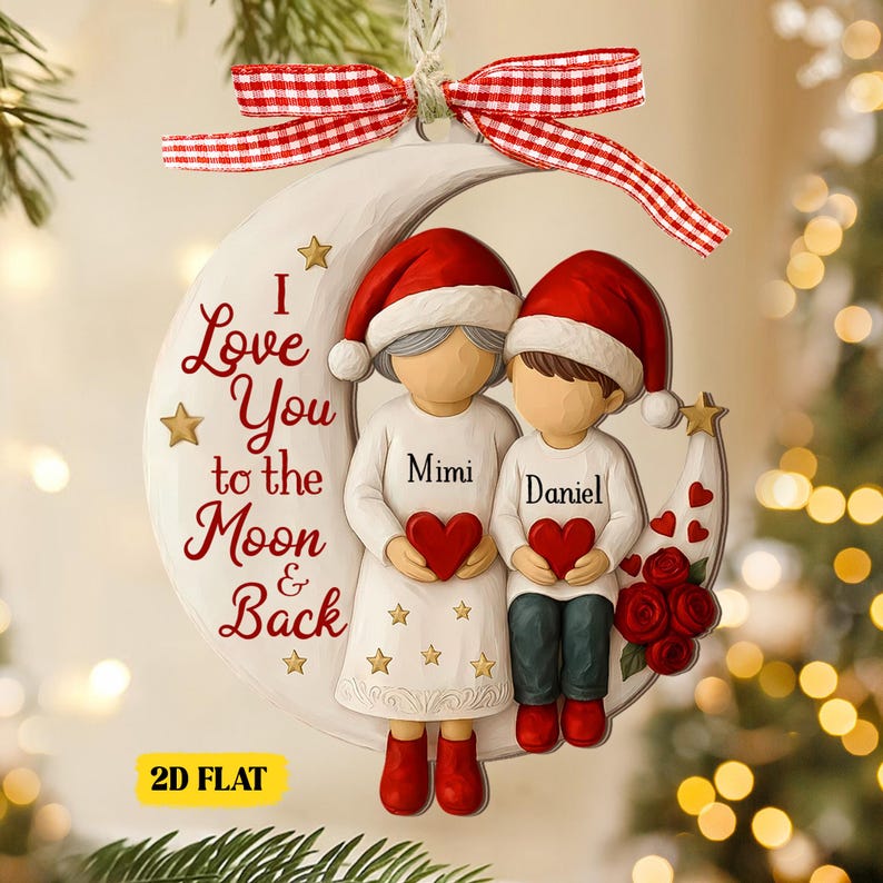 Custom Grandma and Grandson Ornament, 1-6 Grandkids Gift