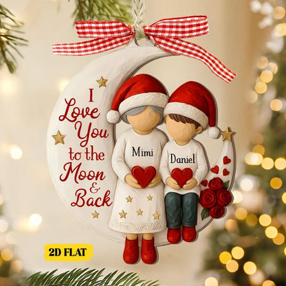 Custom Grandma and Grandson Ornament, 1-6 Grandkids Gift