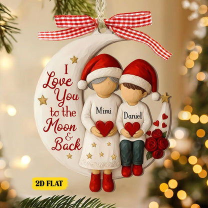 Custom Grandma and Grandson Ornament, 1-6 Grandkids Gift