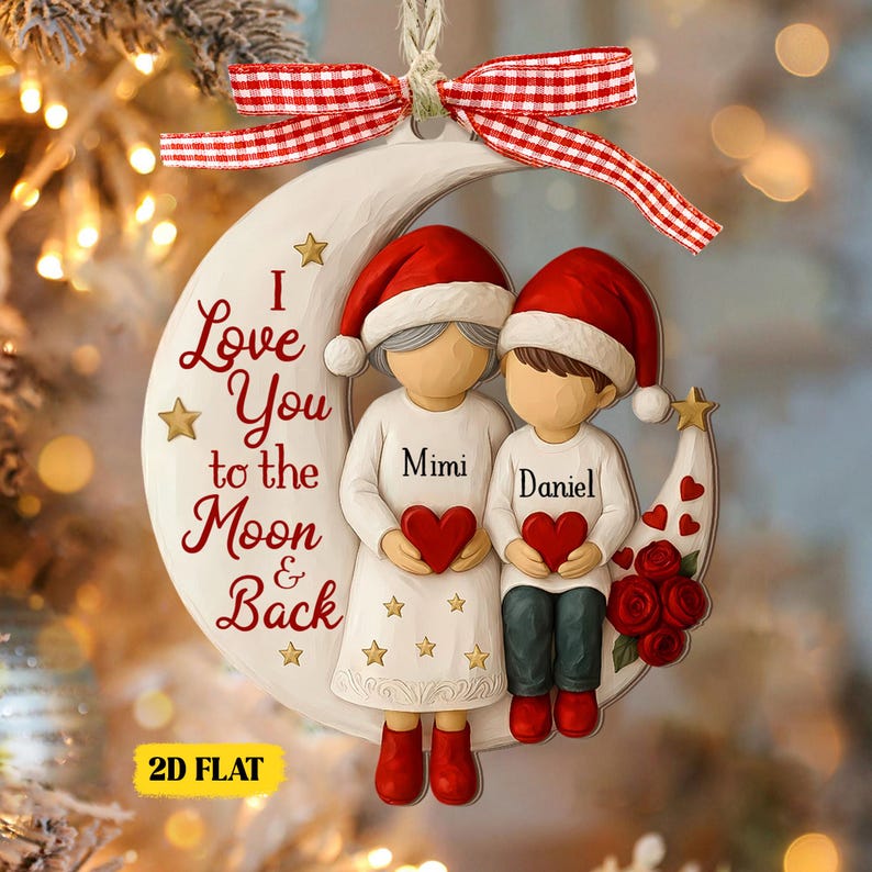 Custom Grandma and Grandson Ornament, 1-6 Grandkids Gift