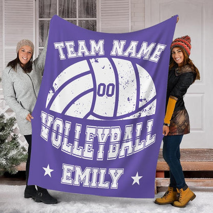 Custom Volleyball Player Blanket, Personalized Team Name & Number Fleece Throw,