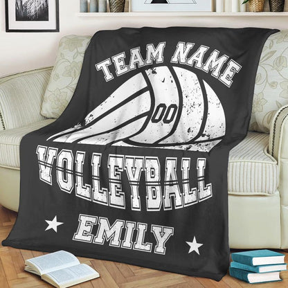 Custom Volleyball Player Blanket, Personalized Team Name & Number Fleece Throw,