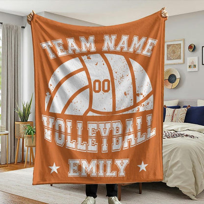 Custom Volleyball Player Blanket, Personalized Team Name & Number Fleece Throw,