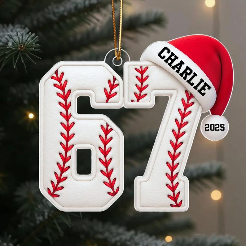 Custom Funny Six Seven 67 Sports Christmas Ornament