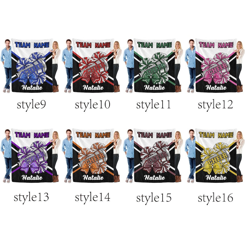 Custom Cheerleading Flannel Blanket, Personalized Team Gift