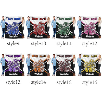 Custom Cheerleading Flannel Blanket, Personalized Team Gift