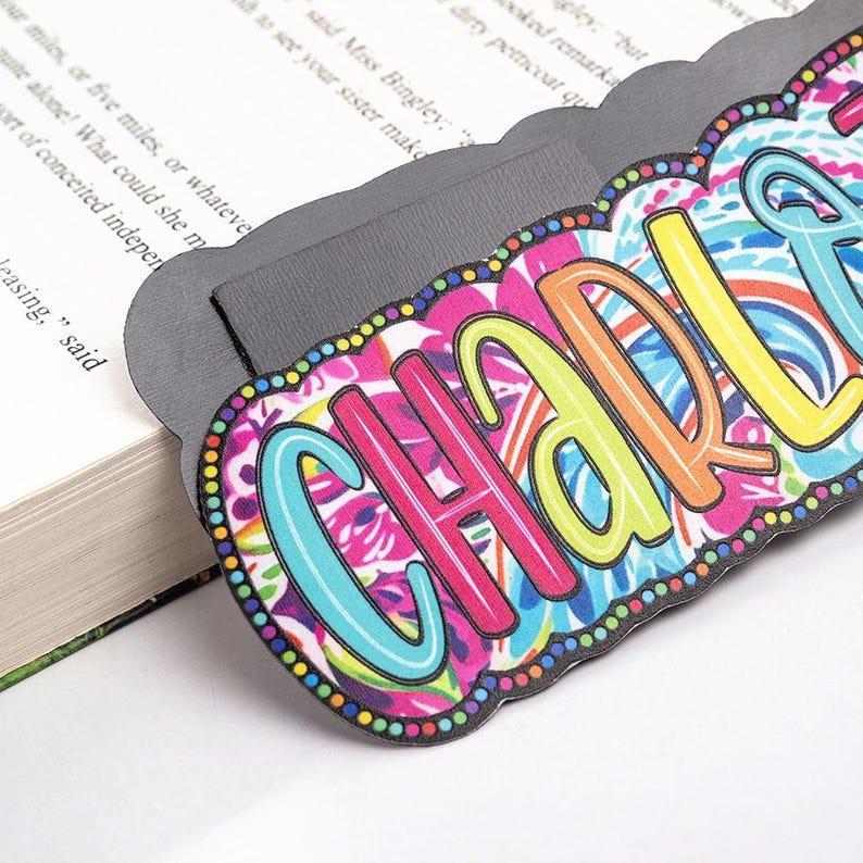 Personalized Bright Paisley Floral Doodle Magnetic Bookmark