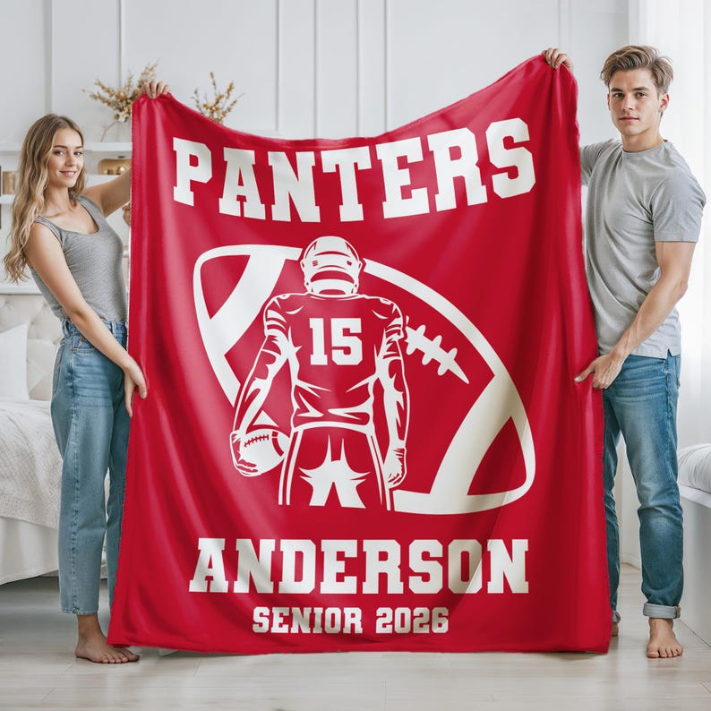 Custom Football Blanket, personalized Name Blanket