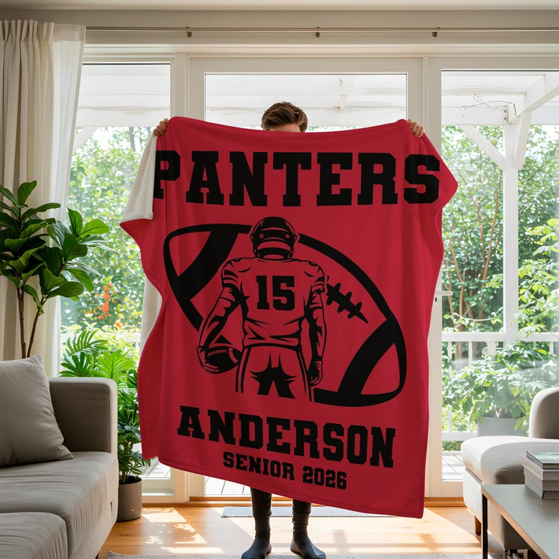Custom Football Blanket, personalized Name Blanket