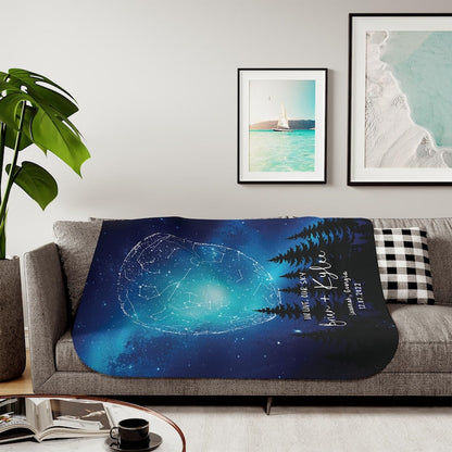 Personalized Star Map Blanket, Anniversary Night Sky Map