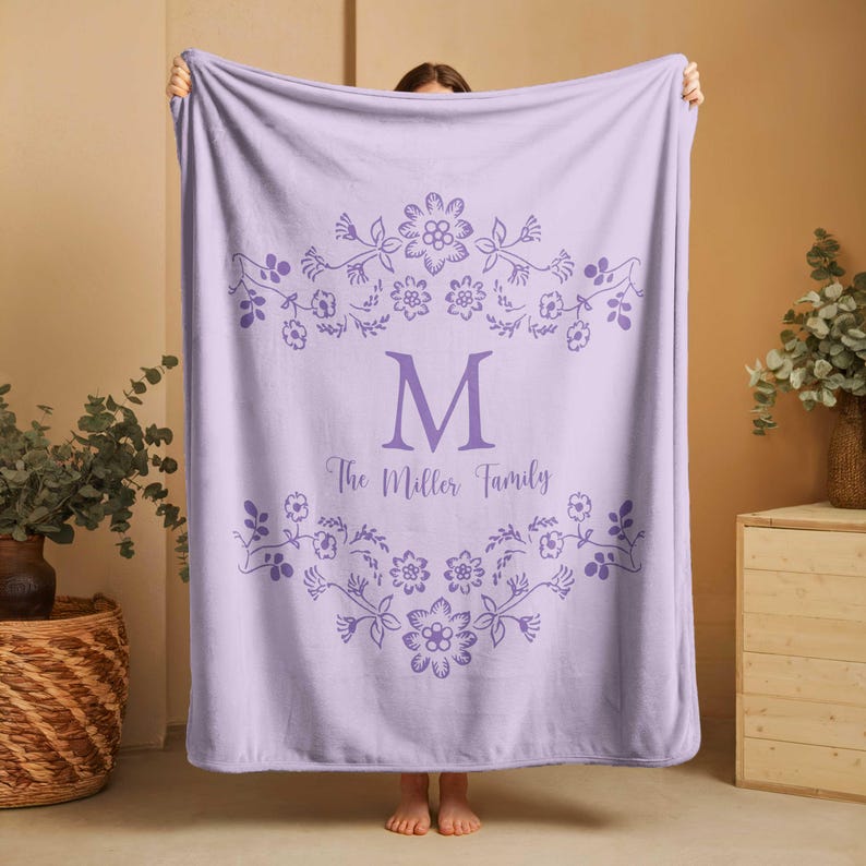 Personalized Family Name Blanket, Last Name Initials Blanket