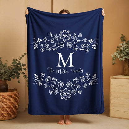 Personalized Family Name Blanket, Last Name Initials Blanket