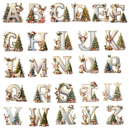 Custom Letter ornament, Christmas Letters Clipart, Christmas Reindeer