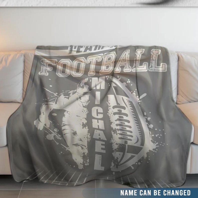 Custom Football Blanket with Name and Number