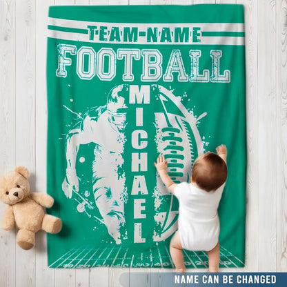 Custom Football Blanket with Name and Number