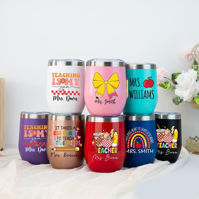 Custom Christmas Gift,Wine Tumbler,Personalised Teacher Tumbler