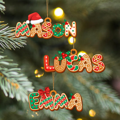 Personalized Gingerbread Alphabet Ornament, Custom Kids Name Christmas Tag