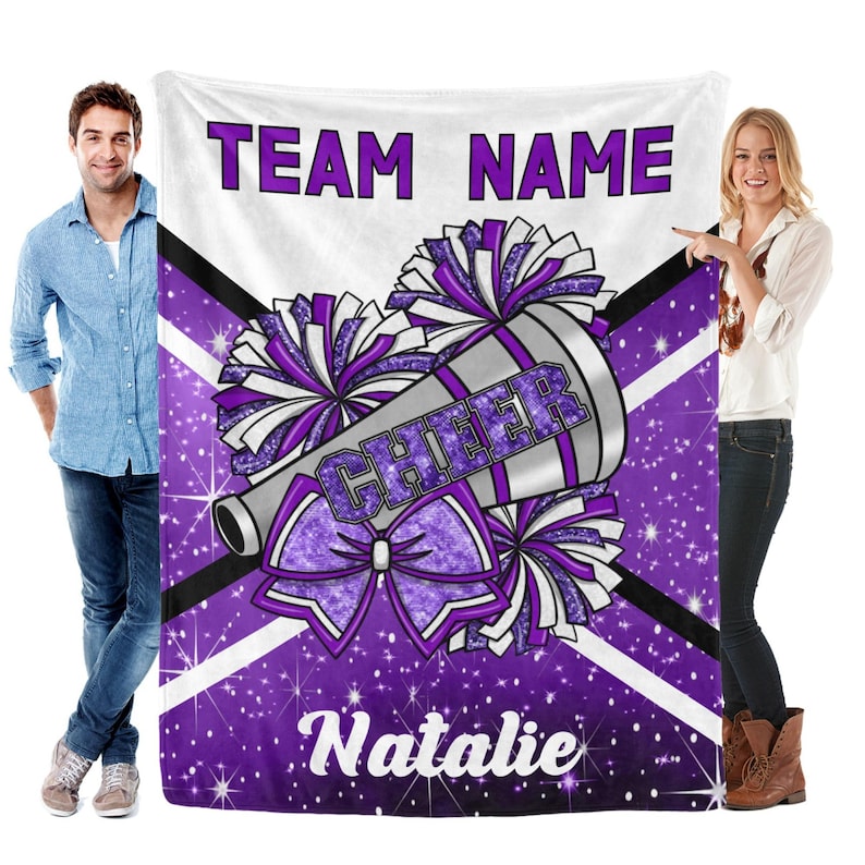 Custom Cheerleading Flannel Blanket, Personalized Team Gift