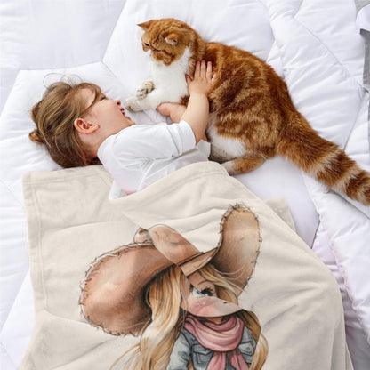 Personalized Cartoon Cowboy Cowgirl Soft Throw Blanket