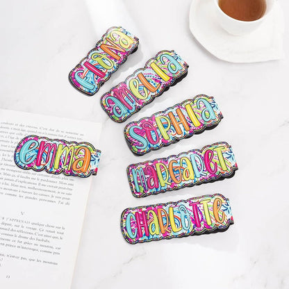 Personalized Bright Paisley Floral Doodle Magnetic Bookmark