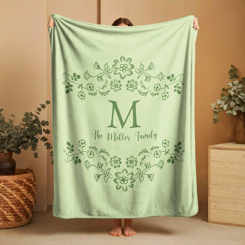 Personalized Family Name Blanket, Last Name Initials Blanket