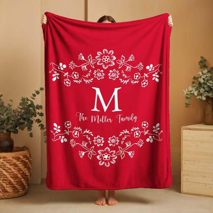 Personalized Family Name Blanket, Last Name Initials Blanket