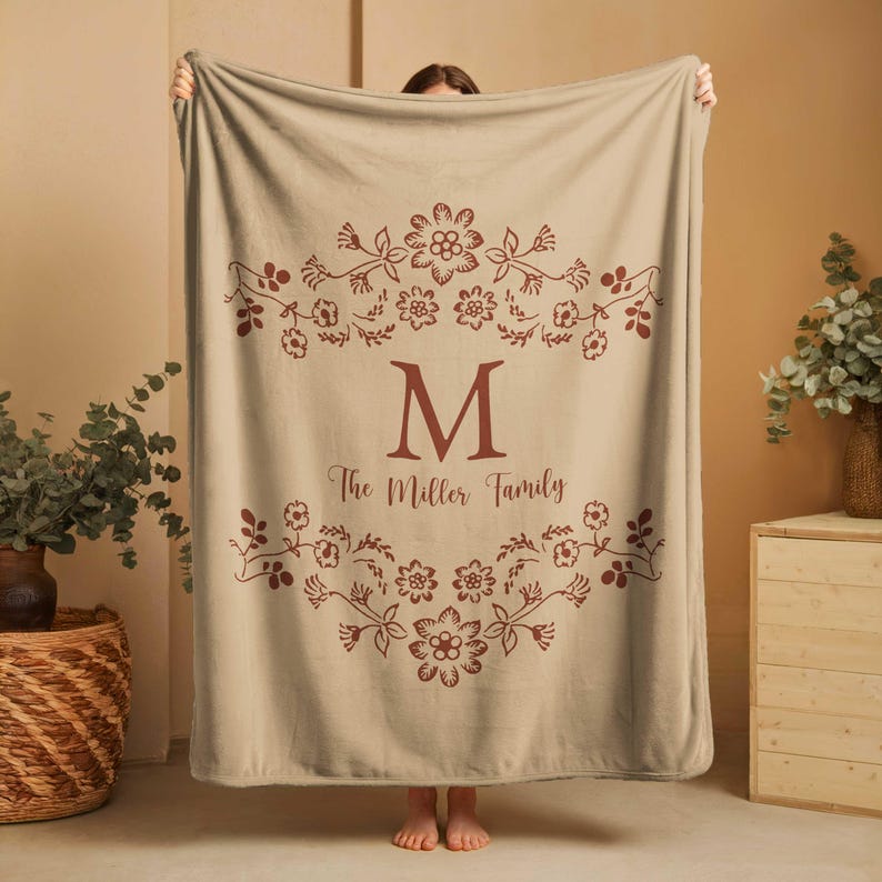 Personalized Family Name Blanket, Last Name Initials Blanket