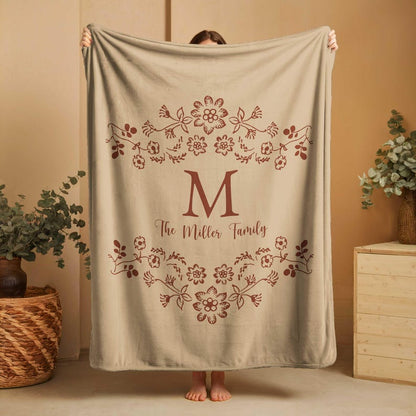 Personalized Family Name Blanket, Last Name Initials Blanket
