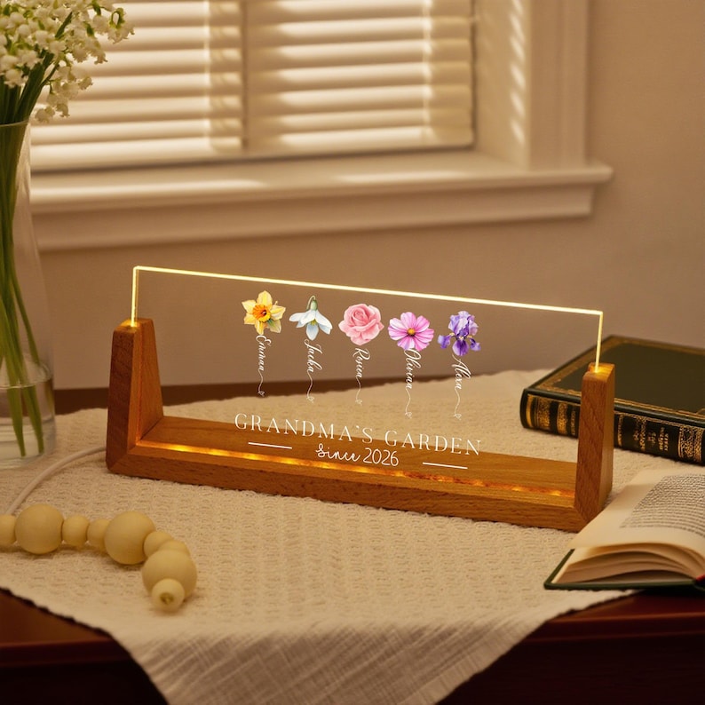 Custom Grandmas Garden Night Light: Unique Gifts for Grandma