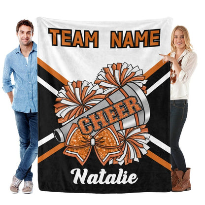 Custom Cheerleading Flannel Blanket, Personalized Team Gift