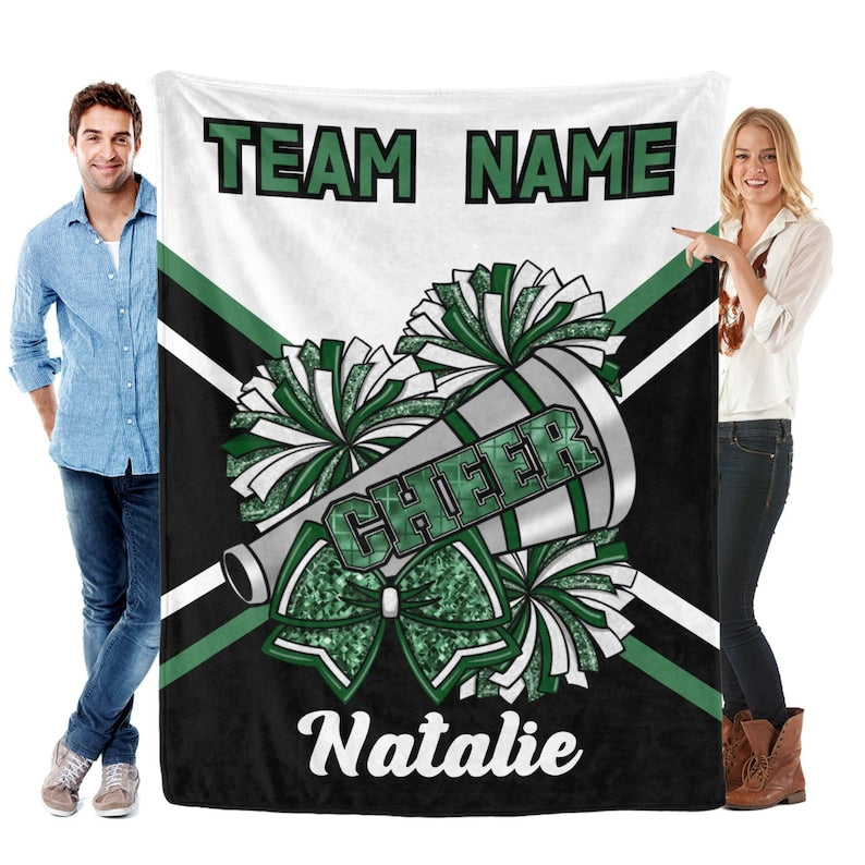 Custom Cheerleading Flannel Blanket, Personalized Team Gift