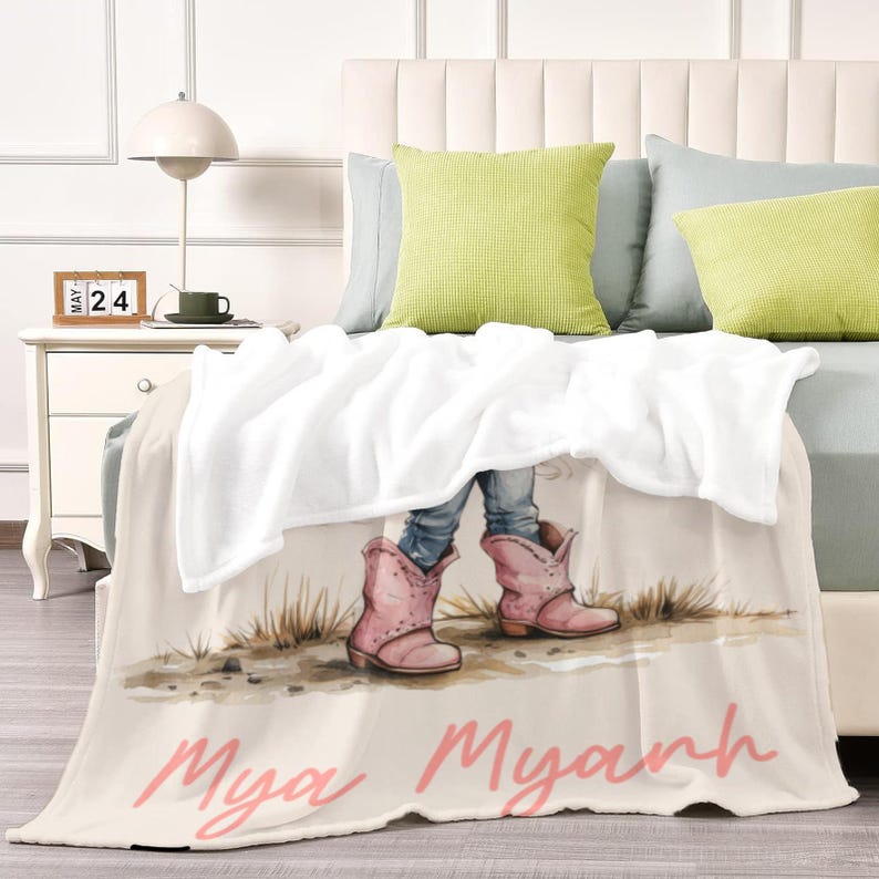 Personalized Cartoon Cowboy Cowgirl Soft Throw Blanket