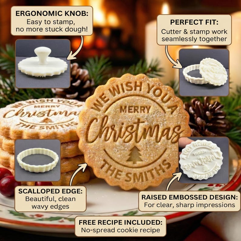 Personalized Christmas Cookie Cutter Stamp