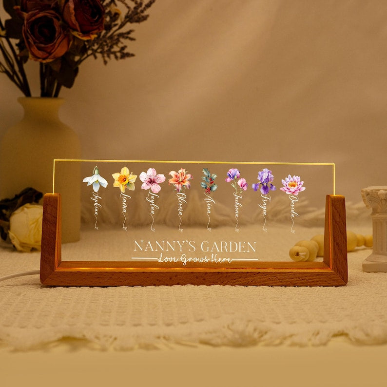 Custom Grandmas Garden Night Light: Unique Gifts for Grandma