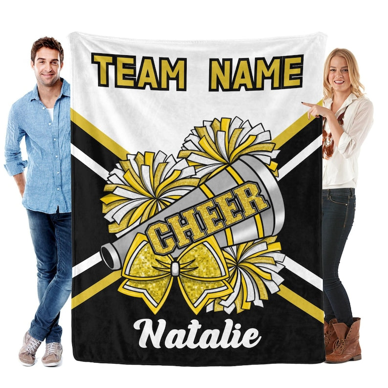 Custom Cheerleading Flannel Blanket, Personalized Team Gift