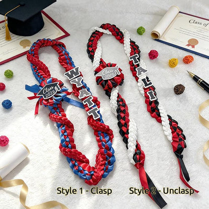 Personalized Tri-Color Graduation Lei , Custom 3 Ribbon Colors, Class of 2026