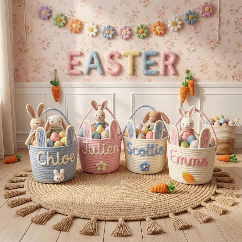Personalized Easter Basket with Name Egg Hunt